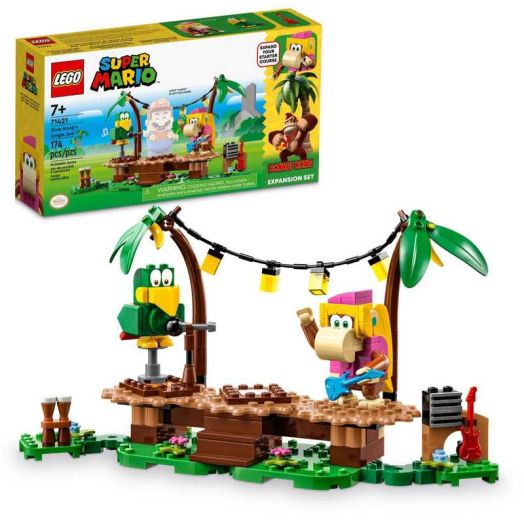 LEGO Super Mario Dixie Kong's Jungle Jam Expansion Set 71421, Super Mario Gift Set for Boys and Girls Ages 7-9, Buildable Toy Game Featuring 2 Brick Built Super Mario Figures with Musical Accessories