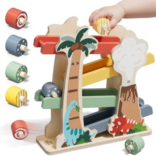 Car Ramp Toys for Toddlers 1-3, Toys for 1 Year Old, Dinosaur Wooden Race Track for Toddlers, Upgraded Toddler Car Ramp, Montessori Learning Toys, Best Gifts for Baby Boys Girls