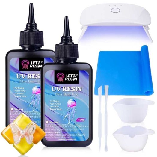 LET'S RESIN UV Resin with Light, upgraded 200g Crystal Clear, Starter Kit for Jewelry, crafts and hobbies,