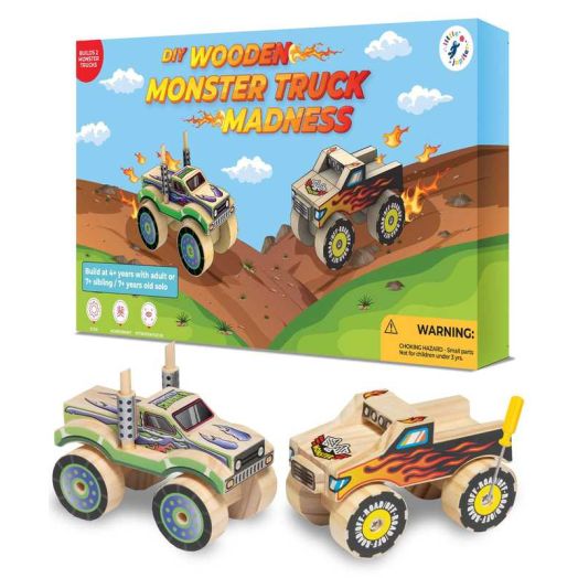 DIY Wooden Monster Truck Madness with Stickers (Designs 1 and 2)