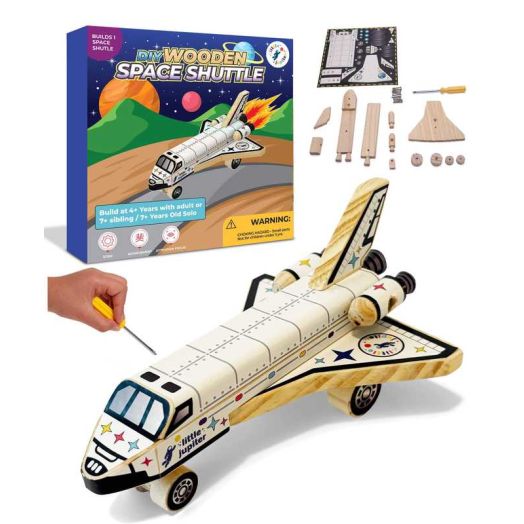 DIY Wooden Space Shuttle with Stickers