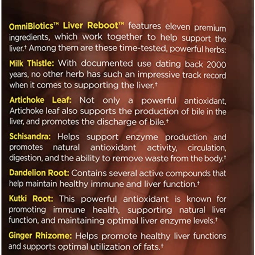 OmniBiotics Liver Reboot - Liver Detox, Liver Cleanse Support | Milk Thistle 4:1 Extract, Globe Artichoke, NAC, Bupleurum Root