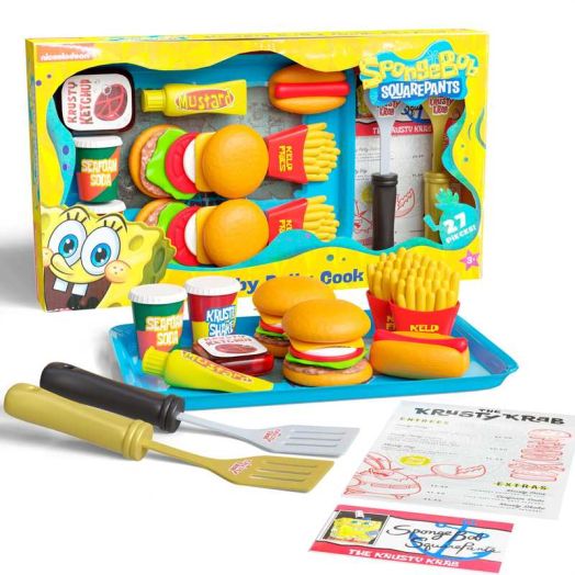Lollipop Spongebob Kids Kitchen Playset - Interactive Play Food with 2 Krabby Patty Burgers, Seafoam Shake, Kelp Fries, Spongebob Toys Kitchen Set for Kids Ages 3-5