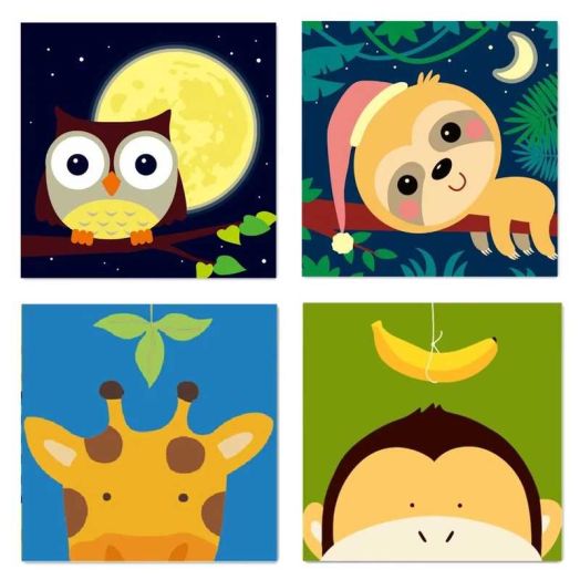 4 Paint by Numbers for Kids DIY Paint Set for Girls Boys Adults Beginner Crafts Acrylic Oil Painting by Number Kits Perfect for Gift Decor 20cmx20cm (4PCS-1)