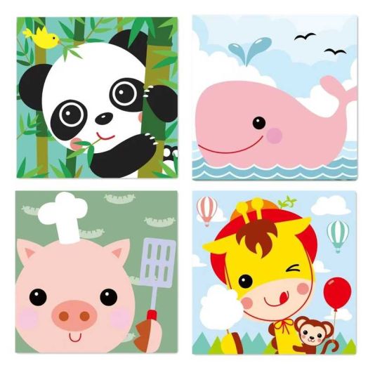 4 Paint by Numbers for Kids DIY Paint Set for Girls Boys Adults Beginner Crafts Acrylic Oil Painting by Number Kits Perfect for Gift Decor 20cmx20cm (4PCS-4)