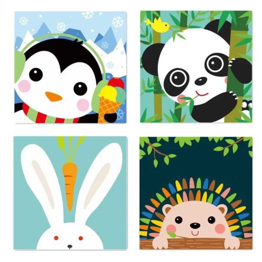 4 Paint by Numbers for Kids DIY Paint Set for Girls Boys Adults Beginner Crafts Acrylic Oil Painting by Number Kits Perfect for Gift Decor 20cmx20cm (4PCS-7)