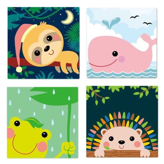 4 Paint by Numbers for Kids DIY Paint Set for Girls Boys Adults Beginner Crafts Acrylic Oil Painting by Number Kits Perfect for Gift Decor 20cmx20cm (4PCS-8)