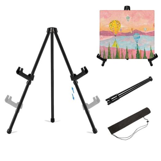 Ltrototea Sketch Easel, Metal Head, Card Slot, Folding Tube, Rubber Feet - Portable, Ideal for Kids and Students