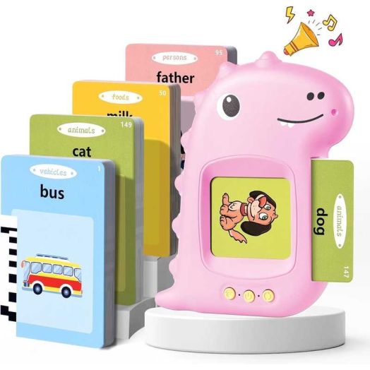 LUCKDEER Talking Flash Cards for 1 2 3 4 5 6 Year Old, Educational Interactive Speaking Flash Card, Montessori Learning Toys with 224 Sight Words, Pink