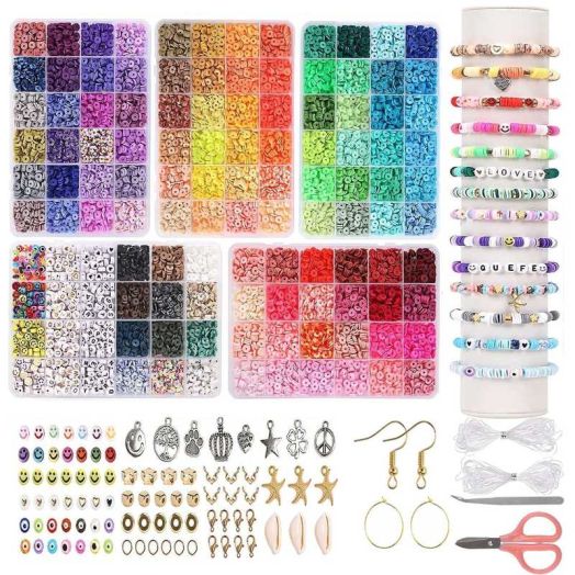 108 Colors Clay Beads Bracelet Making Kit Polymer Heishi Beads Friendship Letter Beads Jewelry Making Kits Preppy Crafts Birthday Gifts Xmas Gift for Girls