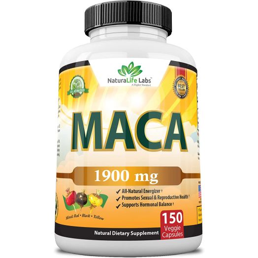Organic Maca Root Black, Red, Yellow 1900 MG per Serving - 150 Vegan Capsules Peruvian Maca Root Gelatinized 100% Pure Non-GMO Supports Reproductive Health Natural Energizer