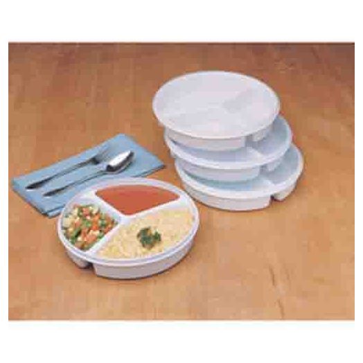 Maddak Ableware Partitioned Scoop Dish with Lid, 8-1/4 Inch Sandstone
