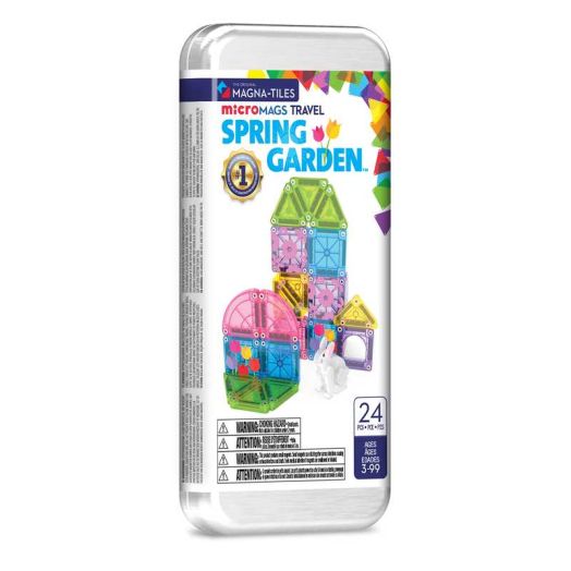 MAGNA-TILES microMAGS Spring Garden 24-Piece Travel Set, The Original Magnetic Building Brand