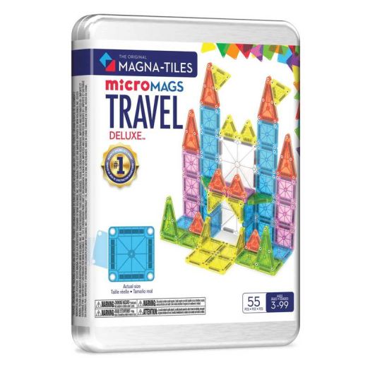 MAGNA-TILES microMAGS Travel Set Deluxe 55-Piece Magnetic Construction Set, The Original Magnetic Building Brand