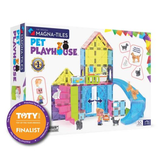 MAGNA-TILES Pet Playhouse 50-Piece Magnetic Construction Set, The Original Magnetic Building Brand
