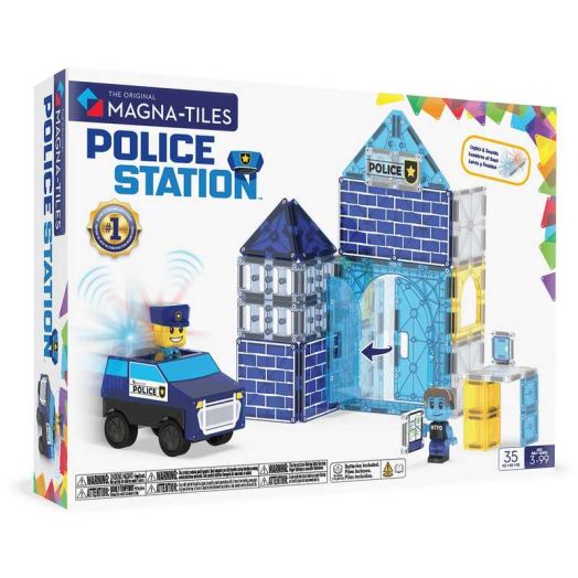 MAGNA-TILES Police Station 35-Piece Magnetic Construction Set, The Original Magnetic Building Brand