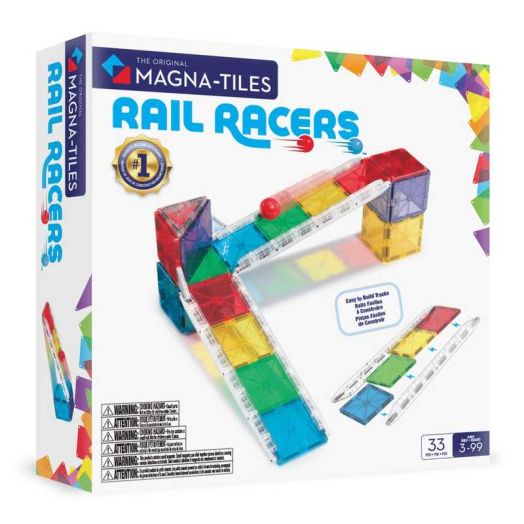 MAGNA-TILES Rail Racers 33-Piece Magnetic Construction Set, The Original Magnetic Building Brand