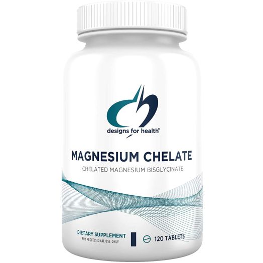 Designs for Health Magnesium Chelate Tablets, 200mg Bisglycinate Chelate (120 Tablets)