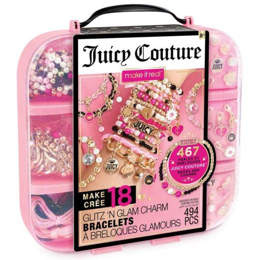 Juicy Couture: Glitz 'N Glam Charm Bracelets - 494pc DIY Kit, Design & Create 18 Cord & Ribbon Bracelets, Bead Jewelry, Storage Case, Girls & Kids 8+