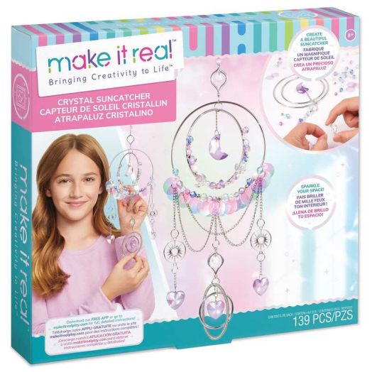 Make It Real: DIY Crystal Suncatcher - Silver, Purple & Soft Hues, Craft Your Own Beautiful Suncatcher, 139 Pieces Included, All-In-1 DIY Kit, Bedroom Décor, Tweens & Girls, Kids Ages 8+