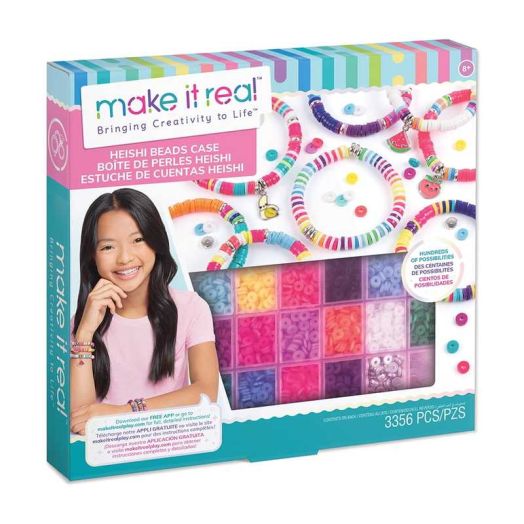 Make It Real Heishi Bead Storage Square Box, DIY Jewelry Kit, 3356 Pieces, Ages 8 +