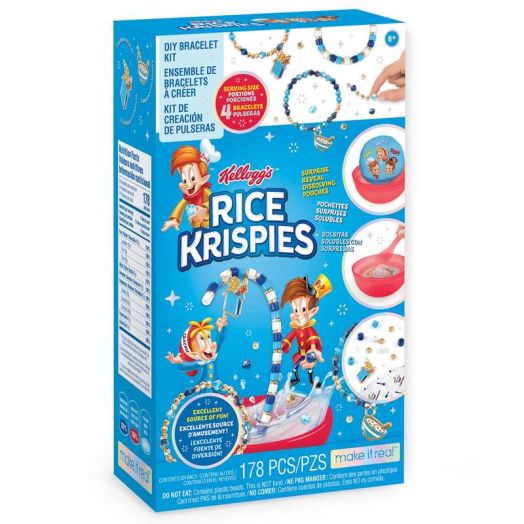 Make It Real: Kellogg's Cerealsly Cute - Rice Krispies - DIY Bracelet Kit, 178 pcs, Snap-Crackle-Pop Charms, Create 4 Cereal Themed Bracelets, Tweens, Girls & Kids Ages 8+