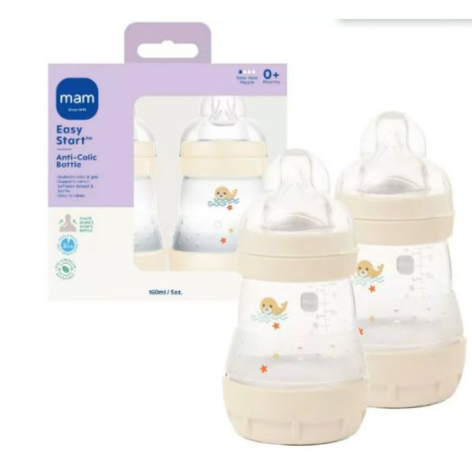 MAM Easy Start Matte Anti-Colic Bottle, 5 oz, Unisex, 2 pack