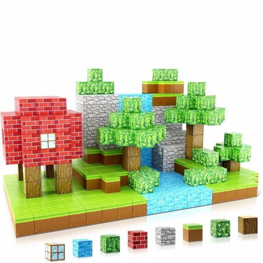 MANGOBOB Magnetic Blocks Build Mine Magnet World Edition, Fidget Toys for 3+ Years Old