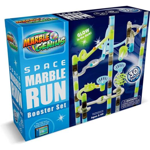 Marble Genius Marble Run Booster Set - 30 Pieces Total (10 Action Pieces Included), Construction Building Blocks Toys for Ages 3 and Above, with Instruction App Access, Add-On Set, Space
