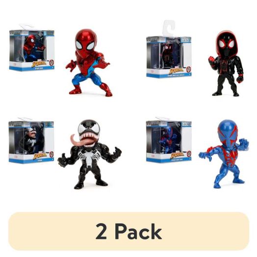 (2 pack) Marvel Spider-Man 2.5" Metal Figure, Spider-Man, Miles Morales, Spider-Man 2099, and Venom(One Piece, Styles May Vary)
