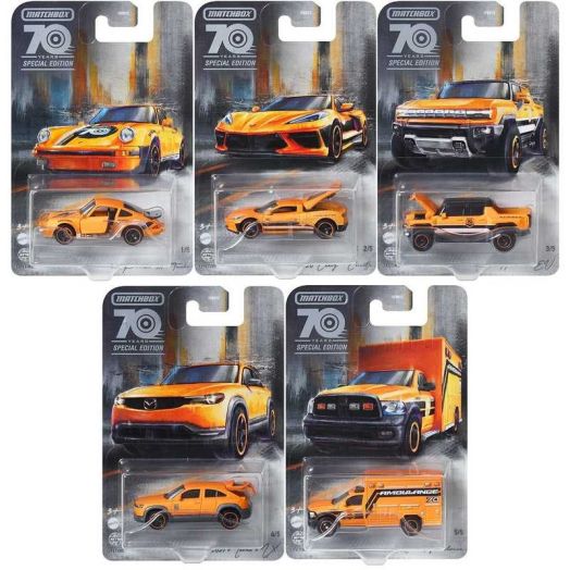 Matchbox 70th Anniversary Special Edition Moving Parts Diecast Vehicle Set of 5