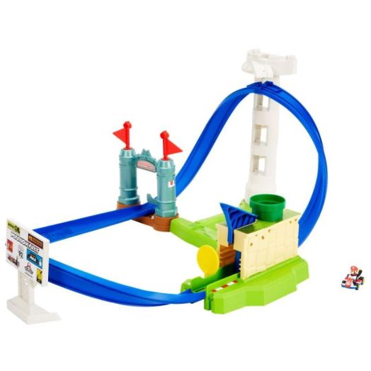 Hot Wheels Mario Kart Circuit Slam Vehicle Playsets with Mattle Blue Car Toy