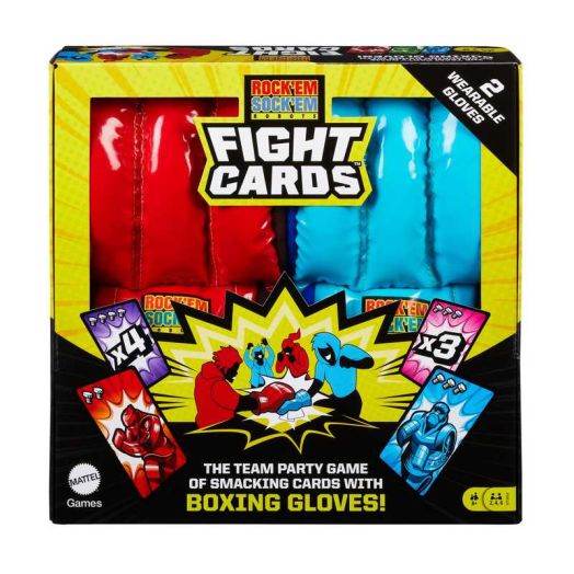 Rock 'Em Sock 'Em Robots Fight Cards Card Game with Two Boxing Gloves, Team Party Game