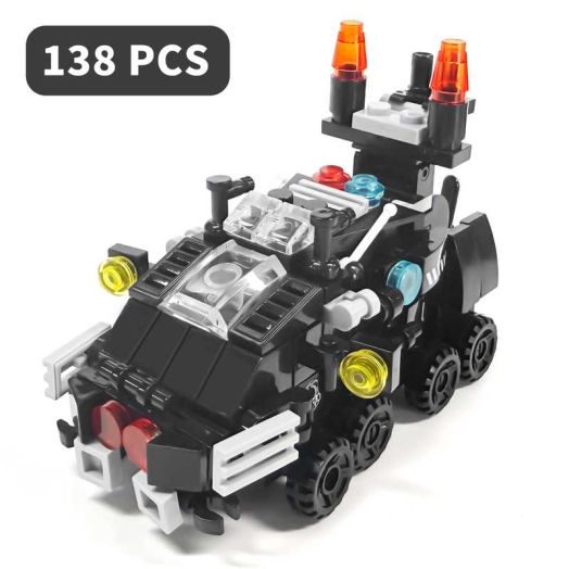 6 in 1 Armored vehicle Toys, Building Blocks Toys Kit Gifts for kids over 6 years Old, combination Stack transformation block set Boys & Girls(138Pcs)