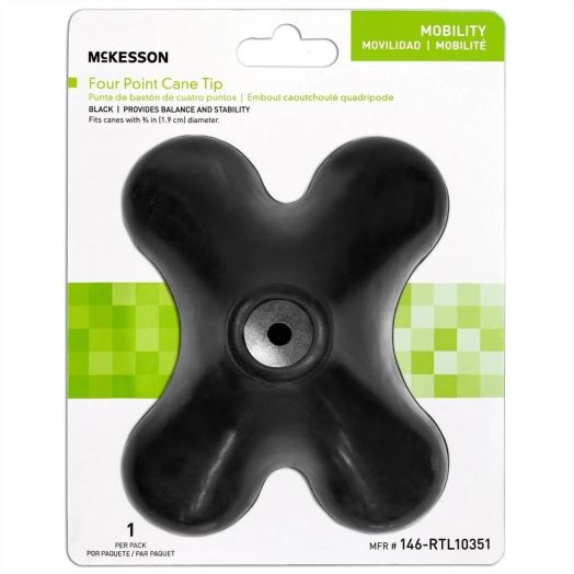 McKesson Black Rubber 4-Point Cane Tip, Quad