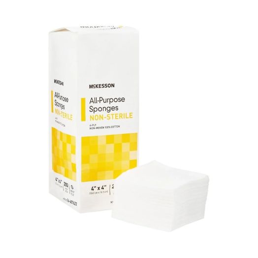 McKesson All-Purpose Non-Woven Gauze Sponges, 4-Ply 4 x 4 Inch Non-Sterile Pack of 200