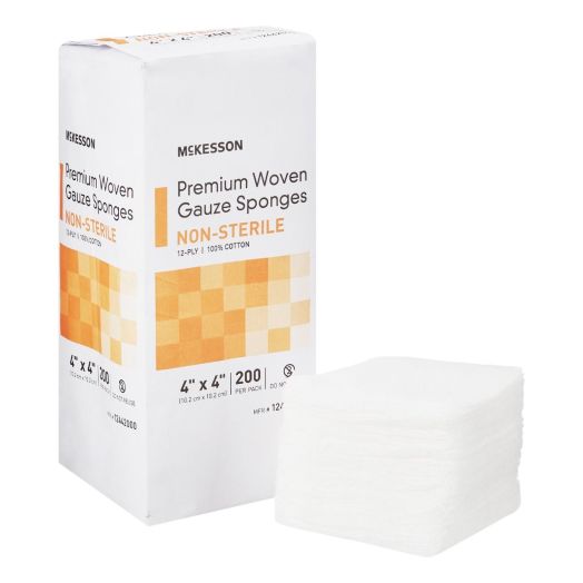 McKesson Gauze Sponge, 4 x 4 Inch 12-Ply NonSterile 200 per Pack