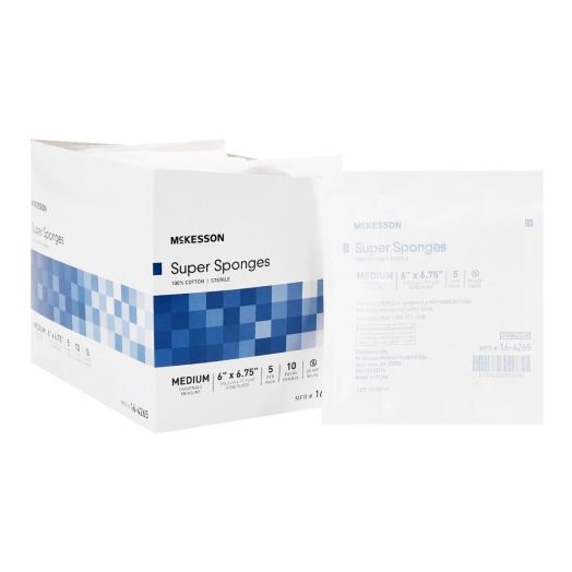 McKesson Medi-Pak Performance Plus Sterile Super Sponges, 6 x 6.75 Inch Box of 50