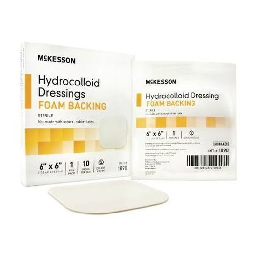 McKesson Hydrocolloid Dressing, 6 x 6 Inch Square Foam Backing, 10 Count