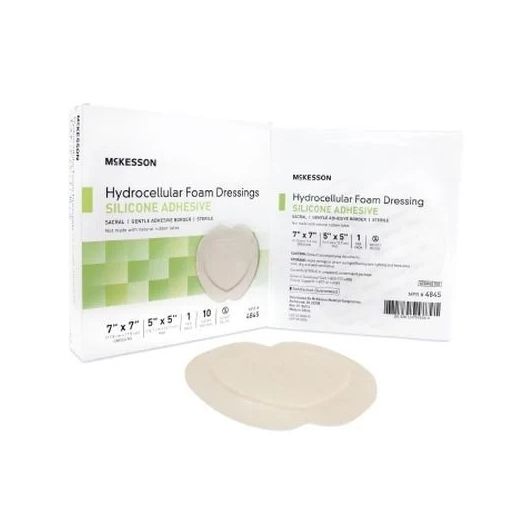 McKesson Hydrocellular Foam Dressing, Silicone Adhesive Sacral, 7 x 7 Inch