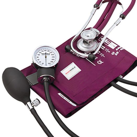 McKesson Premium Reusable Aneroid Sphygmomanometer & Sprague Stethoscope Combo, Magenta