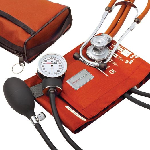 McKesson Orange Adult Reusable Aneroid & Dual-Head Sprague Stethoscope Set