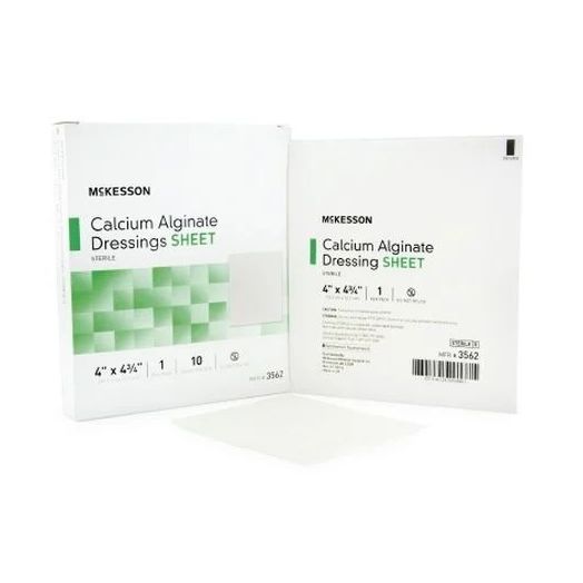 McKesson Calcium Alginate Dressing, 4 x 4-3/4 Inch Rectangle Sterile