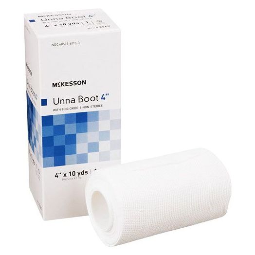 McKesson Unna Boot White Cotton with Zinc Oxide, 4 Inch x 10 Yard