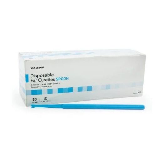 McKesson Ear Curette Handle with Grooves, 4 mm Oval Tip