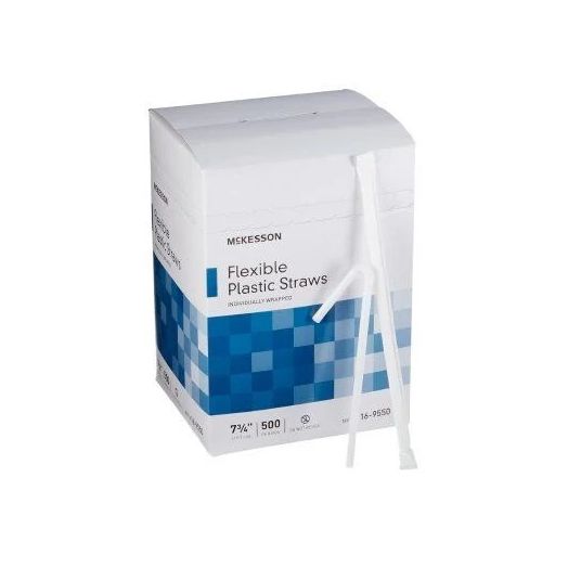 McKesson Flexible Drinking Straw, 7-3/4 Inch White Individually Wrapped Disposable