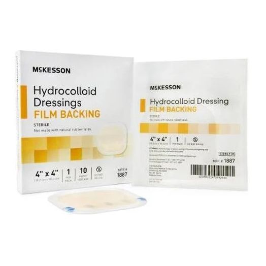 McKesson Hydrocolloid Dressing with Film Backing, 4 x 4 Inch Sterile