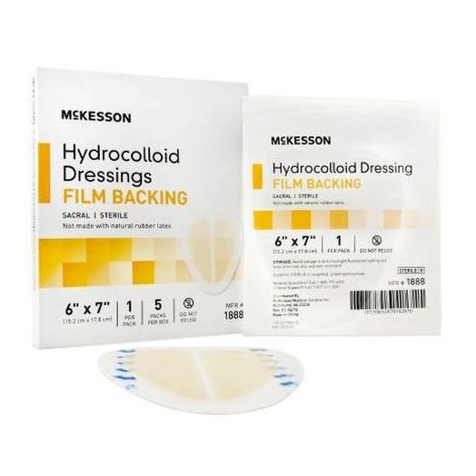 McKesson Hydrocolloid Dressing with Film Backing, 6 x 7 Inch Sacral Sterile