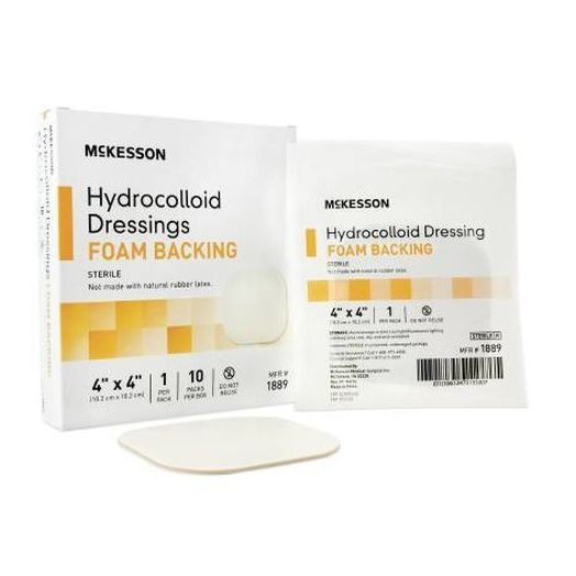 McKesson Hydrocolloid Dressing with Foam Backing, 4 x 4 Inch Sterile