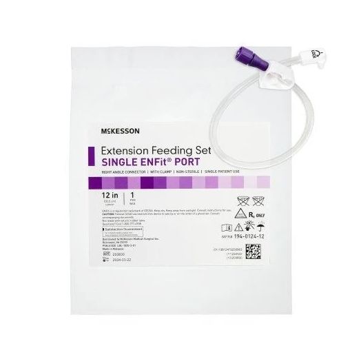 McKesson Bolus Enteral Feeding Extension Tube Set, 12 Inch ENFit Secure Lock Straight Connector